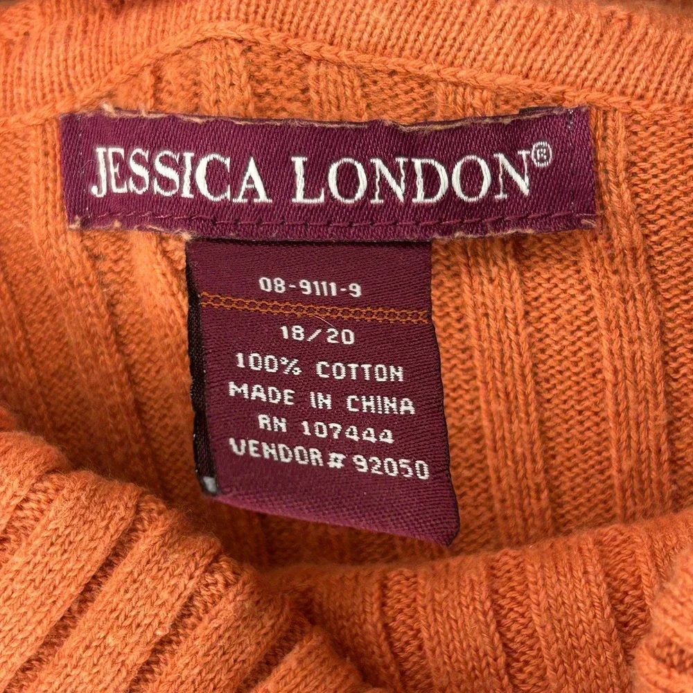 Jessica London Ribbed Turtleneck Sweaters Lot 2 Purple Orange Cotton 18/20 Fall